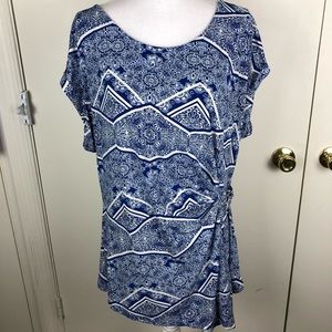 FYLO LONDON RETRO PRINT SIDE RUCHING TUNIC SZ XL